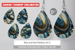 Earring Teardrop Blue and Gold Pebbles Product Image 1