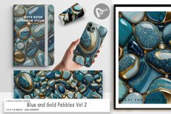 Digital Paper Blue and Gold Pebbles Product Image 1