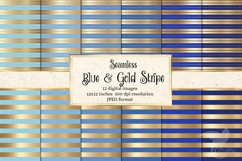 Blue and Gold Stripe Digital Paper Product Image 1