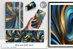 Digital Paper Blue and Gold Swirl Product Image 1