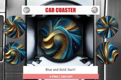 Car Coaster Blue and Gold Swirl Product Image 1