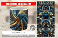 Mug Wrap Design Blue and Gold Swirl Product Image 1