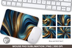Mouse Pad Blue and Gold Swirl Product Image 1