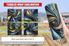 Tumbler Wrap Blue and Gold Swirl Product Image 1