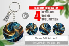 Keychain Blue and Gold Swirl Product Image 1