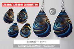 Earring Teardrop Blue and Gold Vortex Product Image 1