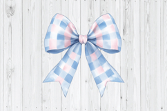 Blue and Pink Checkered Bow PNG, Girly Checkered Bow PNG Product Image 1