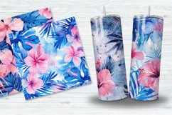Blue and Pink Tropical Watercolor Floral Pattern Bundle Product Image 2