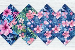 Blue and Pink Tropical Watercolor Floral Pattern Bundle Product Image 5