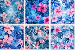 Blue and Pink Tropical Watercolor Floral Pattern Bundle Product Image 3