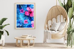 Blue and Pink Tropical Watercolor Floral Pattern Bundle Product Image 4