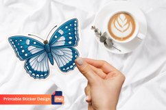 Blue and White Butterfly Sticker, Butterfly Art Sticker Product Image 1
