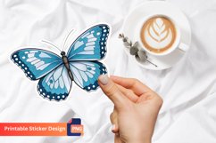 Blue and White Butterfly Sticker, Butterfly Art Sticker Product Image 1