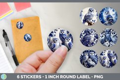 Bundle of six Chinoiserie Porcelain Owls Stickers designs.