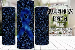 Blue Awareness Ribbon, 20oz Skinny Tumbler Sublimation Product Image 1