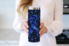 Blue Awareness Ribbon, 20oz Skinny Tumbler Sublimation Product Image 3