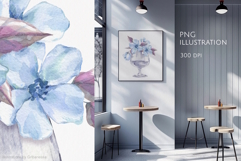 Blue Azure Bloom Watercolor Flower Clipart Product Image 2