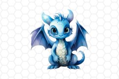 Blue Baby Dragon Watercolor Clipart