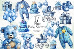 Blue Baby Shower Watercolor Sublimation Product Image 1
