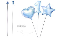 Watercolor balloon numbers clipart. Blue 0-9 balloon digits Product Image 3