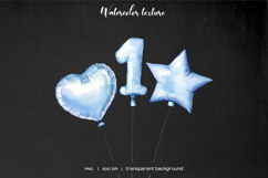 Watercolor balloon numbers clipart. Blue 0-9 balloon digits Product Image 4