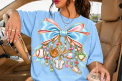 Blue Baseball Bow PNG with Sports Charms Product Image 2