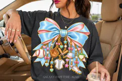 Blue Baseball Bow PNG with Sports Charms Product Image 1