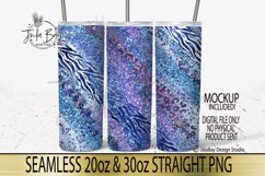 Blue Beautiful colored tumblers with marble milky way texture and animal prints