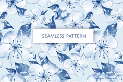 Blue Watercolor Floral Seamless Pattern Product Image 1