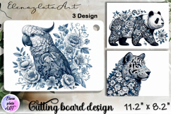Blue Toile Chinoiserie animal, cutting board design Product Image 1