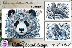 Blue Toile Chinoiserie animal, cutting board design Product Image 1