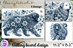 Blue Toile Chinoiserie animal, cutting board design Product Image 1