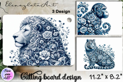 Blue Toile Chinoiserie animal, cutting board design Product Image 1