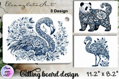 Blue Toile Chinoiserie animal, cutting board design Product Image 1