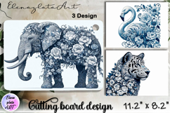 Blue Toile Chinoiserie animal, cutting board design Product Image 1