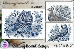 Blue Toile Chinoiserie animal, cutting board design Product Image 1
