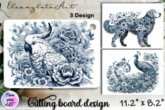Blue Toile Chinoiserie animal, cutting board design Product Image 1