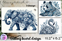 Blue Toile Chinoiserie animal, cutting board design Product Image 1