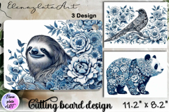 Blue Toile Chinoiserie animal, cutting board design Product Image 1