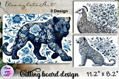Blue Toile Chinoiserie animal, cutting board design Product Image 1