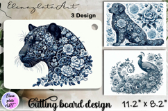 Blue Toile Chinoiserie animal, cutting board design Product Image 1