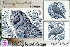 Blue Toile Chinoiserie animal, cutting board design Product Image 1