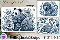 Blue Toile Chinoiserie animal, cutting board design Product Image 1