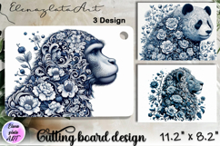 Blue Toile Chinoiserie animal, cutting board design Product Image 1