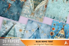 Blue Boho Tent Digital Paper Bundle Product Image 1
