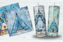 Blue Boho Tent Digital Paper Bundle Product Image 2