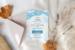 Editable Blue Bow Baby Shower Invitation Canva Template Product Image 9