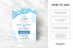 Editable Blue Bow Baby Shower Invitation Canva Template Product Image 7