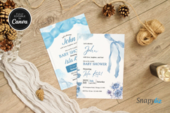 Editable Blue Bow Baby Shower Invitation Canva Template Product Image 5