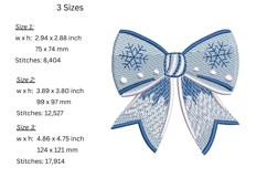 Blue Bow Embroidery Design - Machine Embroidery Product Image 2